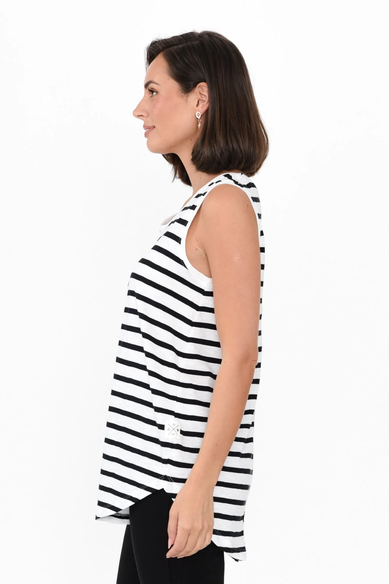 White Stripe Cotton Scoop Tank - Image 4