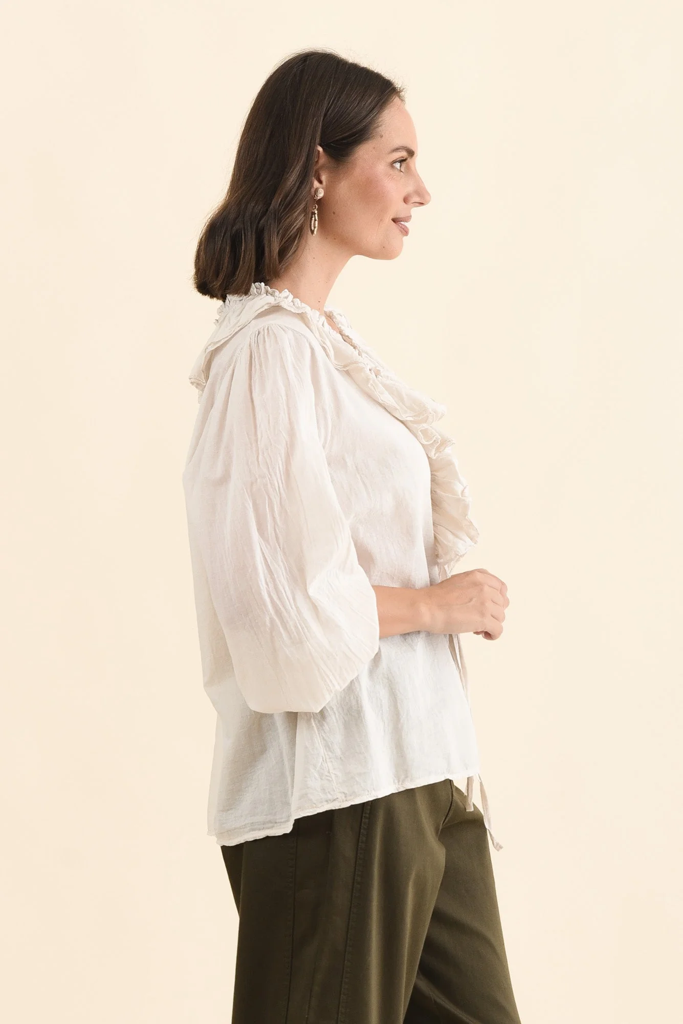 Winifred Natural Cotton Frill Top - Image 3