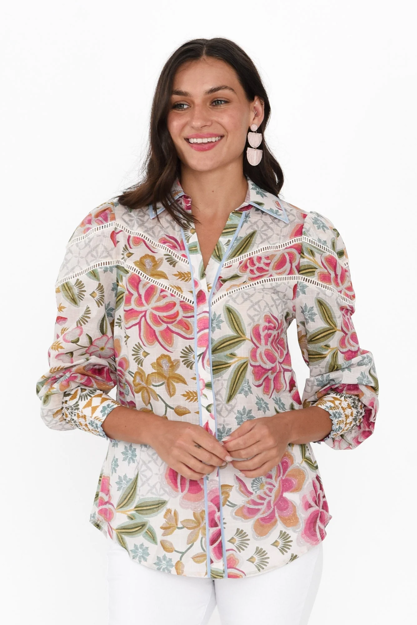 Wren Pink Floral Cotton Shirt