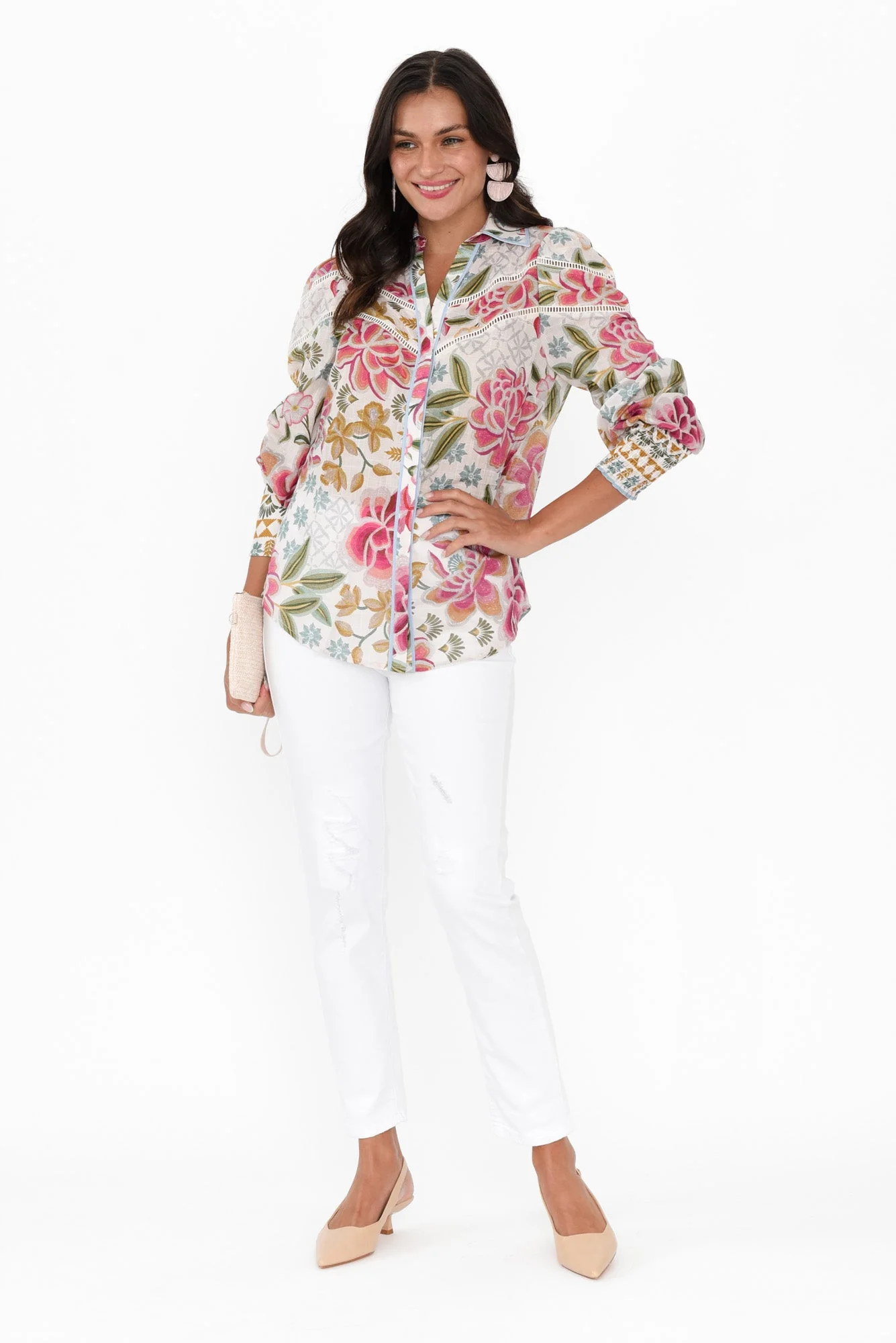 Wren Pink Floral Cotton Shirt - Image 2