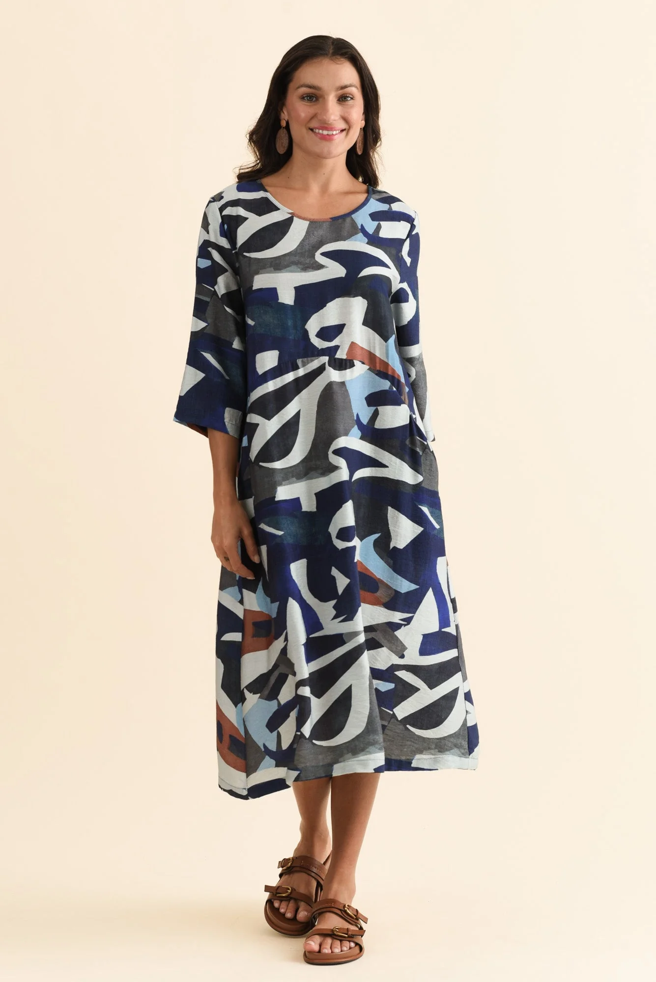 Wynton Blue Abstract Crescent Dress - Image 2