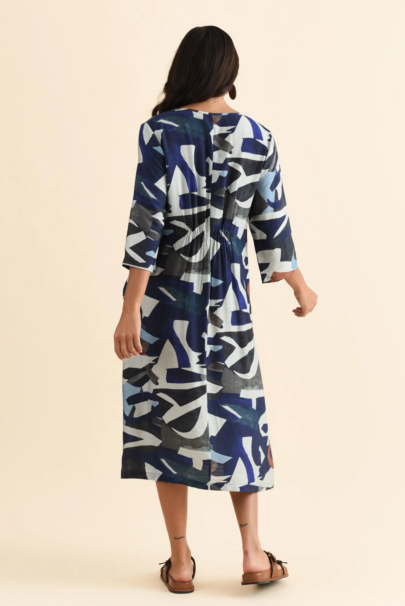 Wynton Blue Abstract Crescent Dress - Image 5
