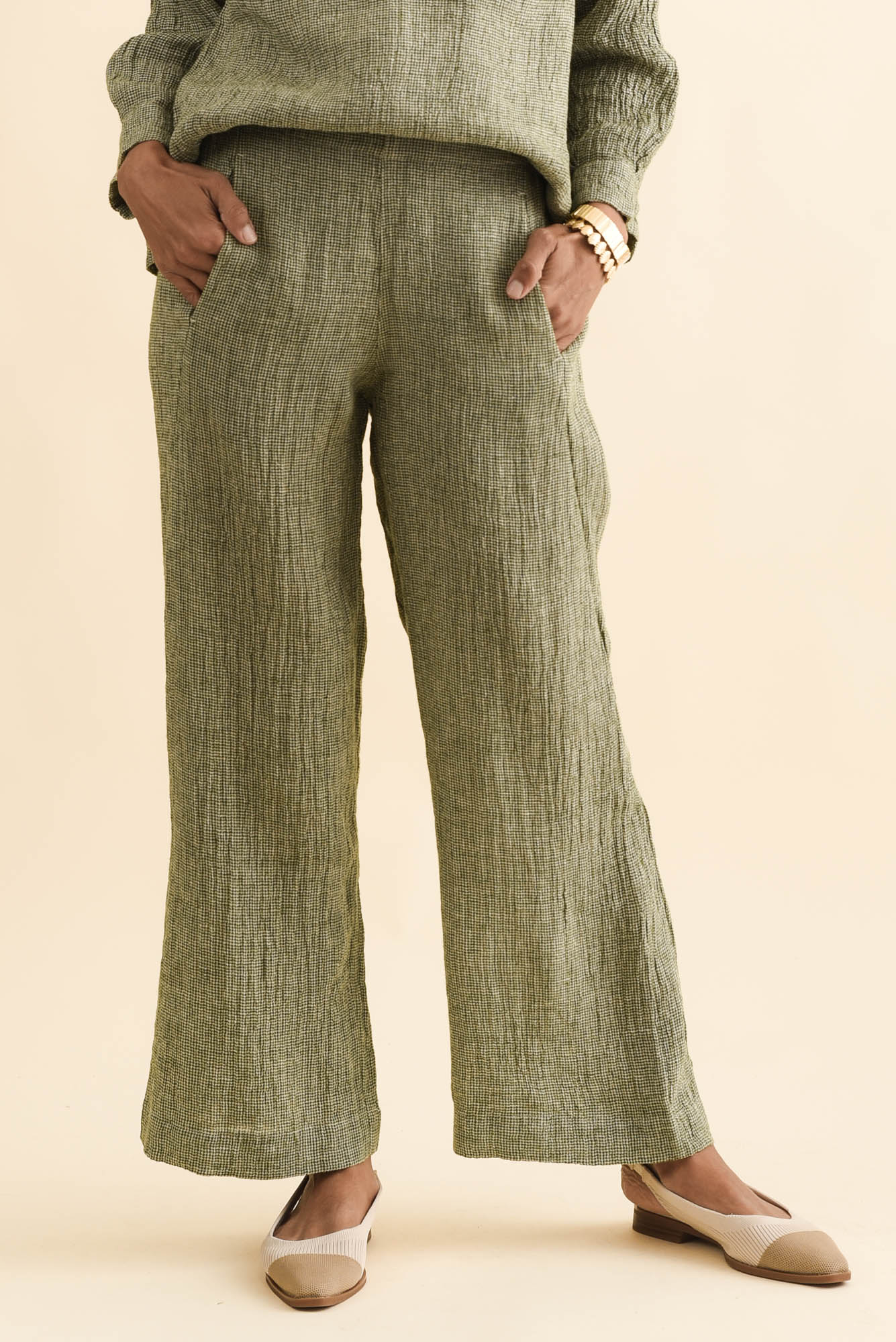 Xandra Sage Linen Pocket Pants