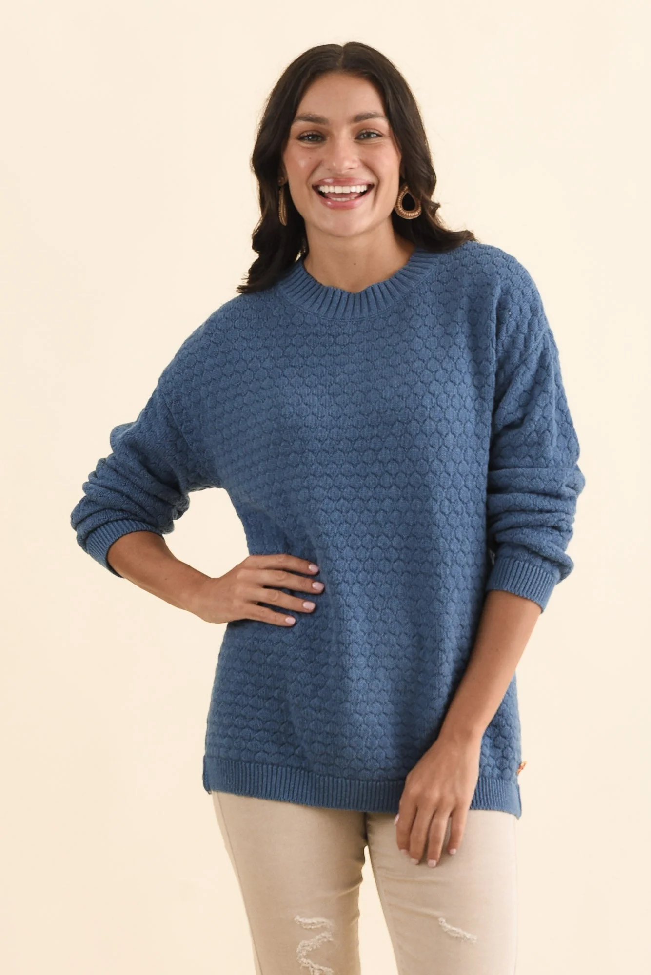 Yanny Blue Organic Cotton Knit Jumper