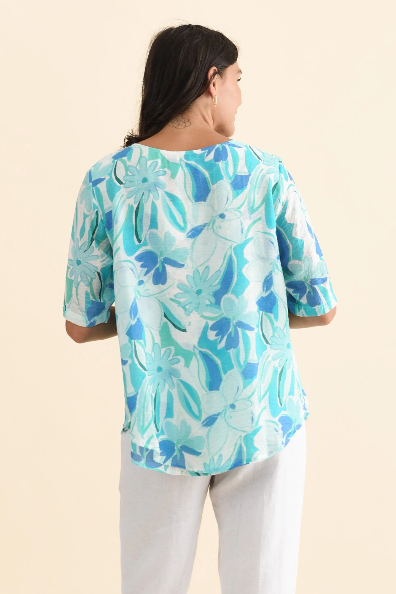 Yasmin Blue Floral Layered Button Top - Image 5