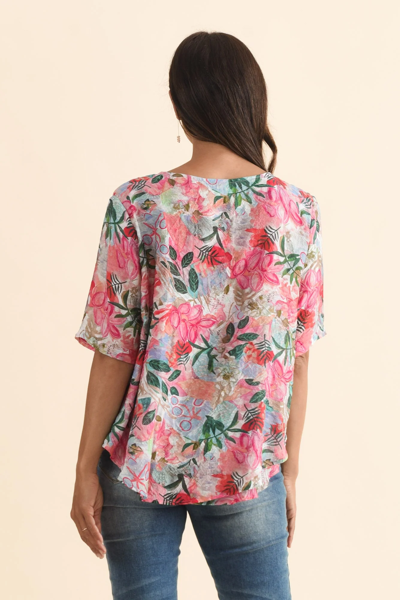Yasmin Pink Floral Layered Button Top - Image 5