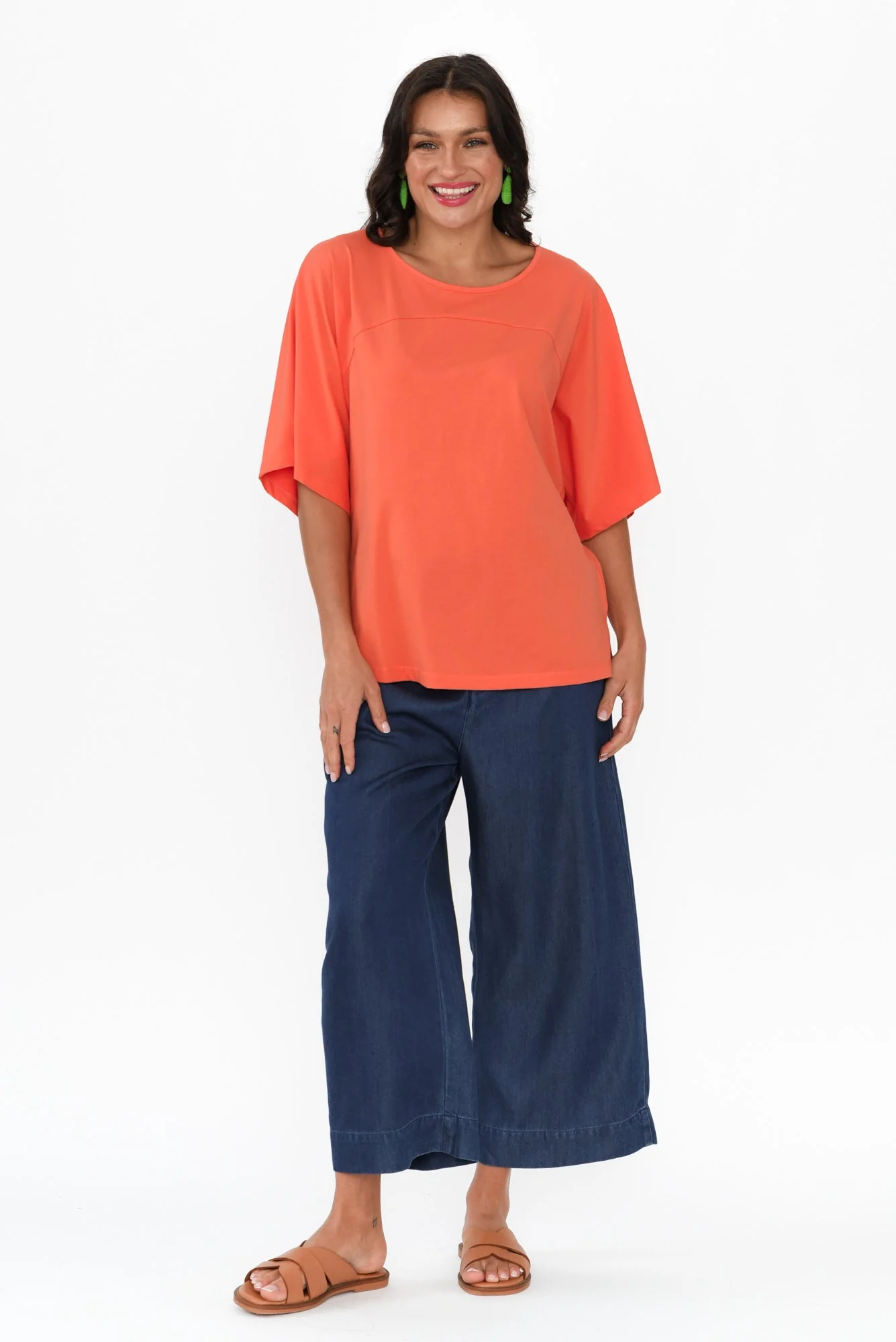 Yoke Apricot Cotton Wide Sleeve Tee - Image 6