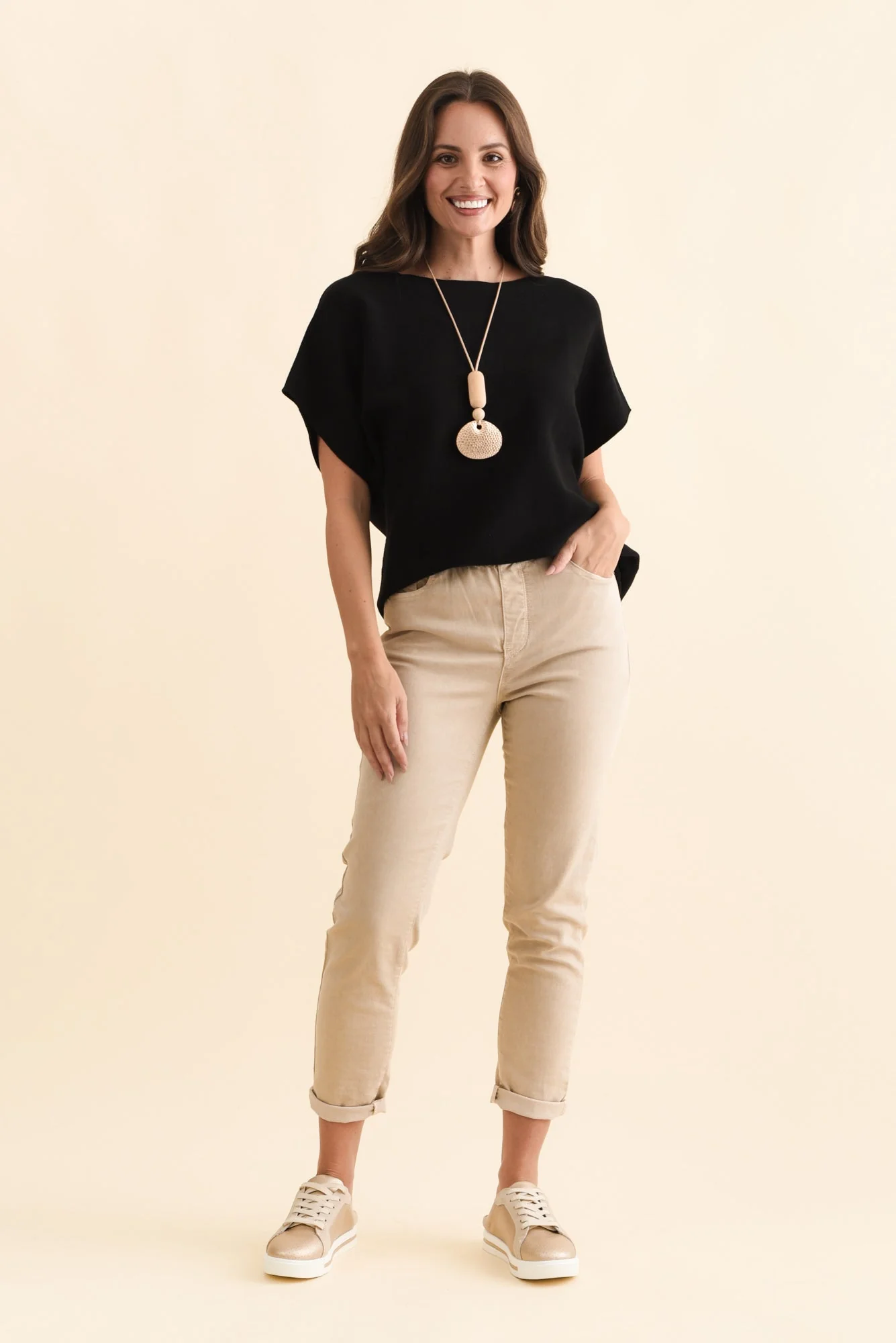 Zadie Beige Stretch Jeans - Image 5