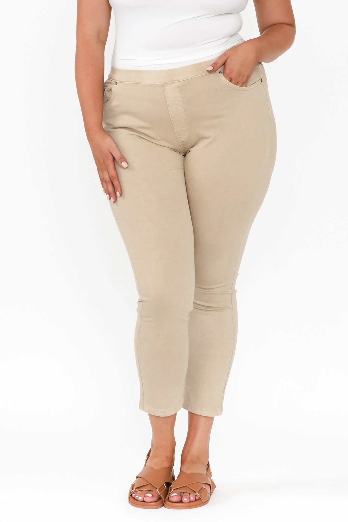 Zadie Beige Stretch Jeans - Image 8