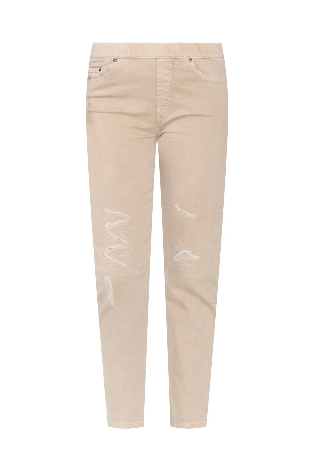 Zadie Distressed Beige Stretch Jeans - Image 4