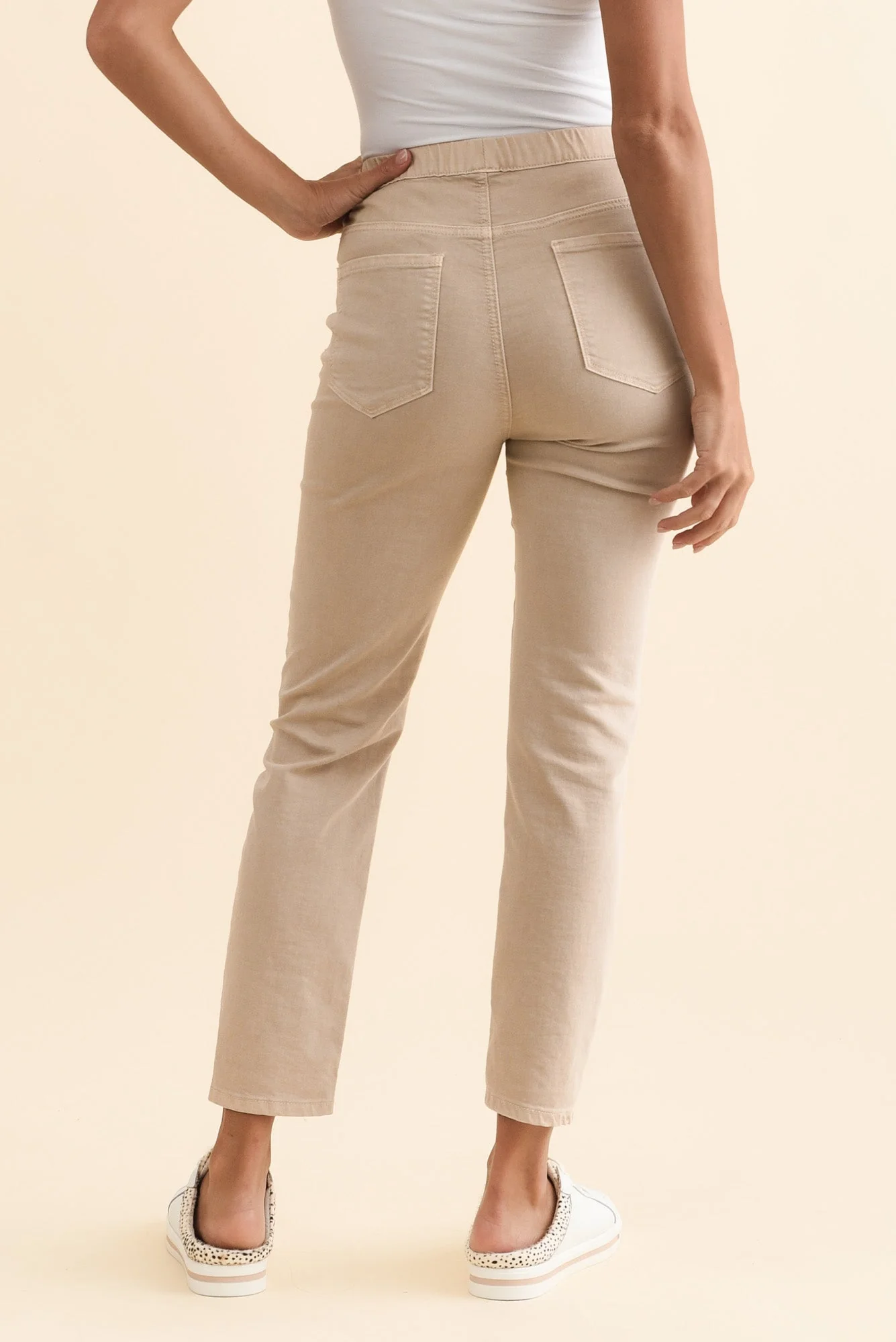 Zadie Distressed Beige Stretch Jeans - Image 6