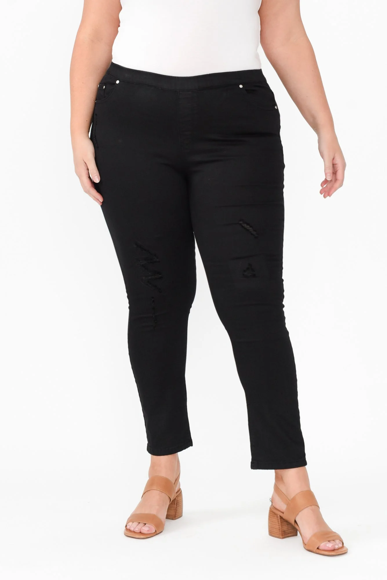 Zadie Distressed Black Stretch Jeans - Image 11