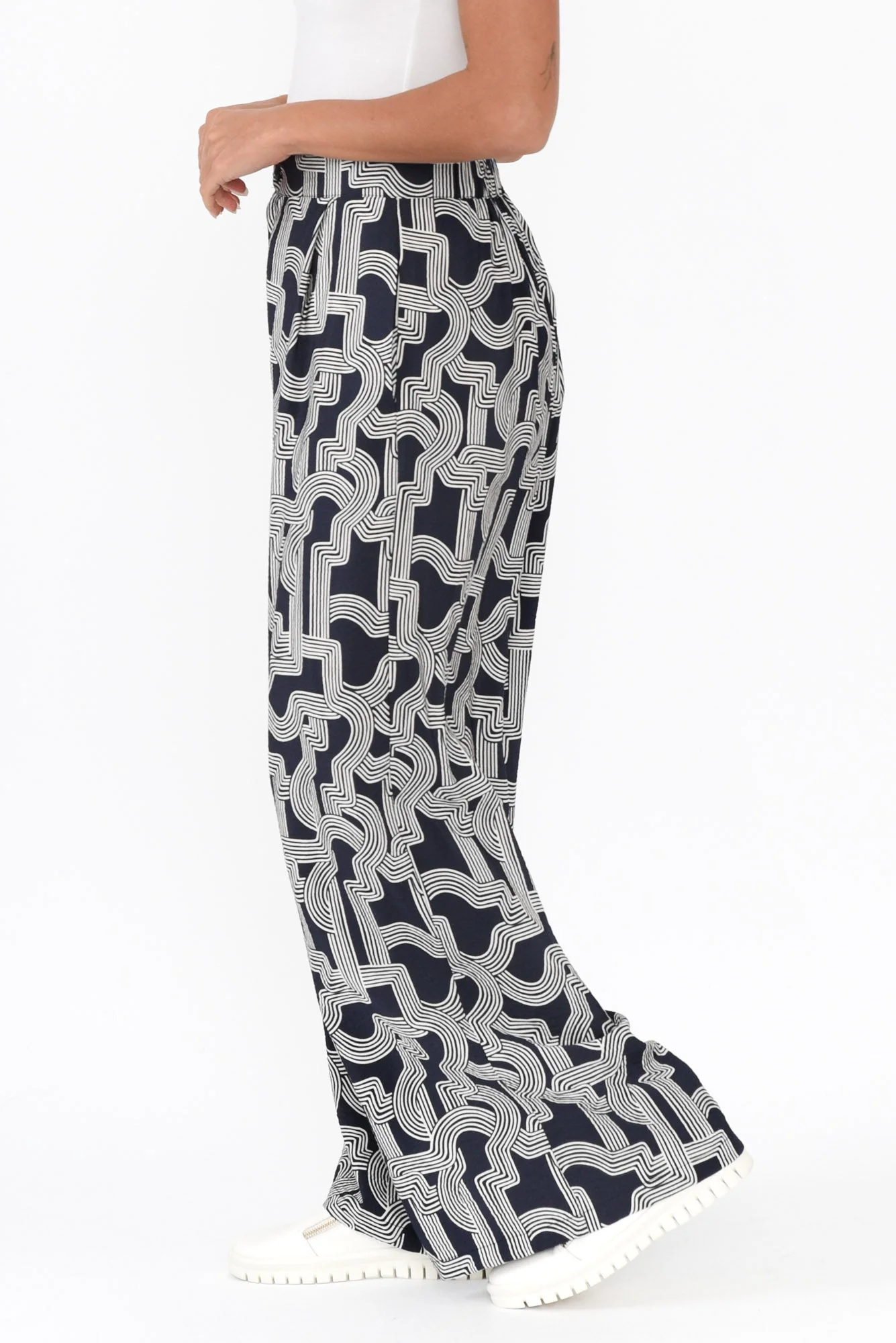 Zander Navy Geo Wide Leg Pants - Image 4