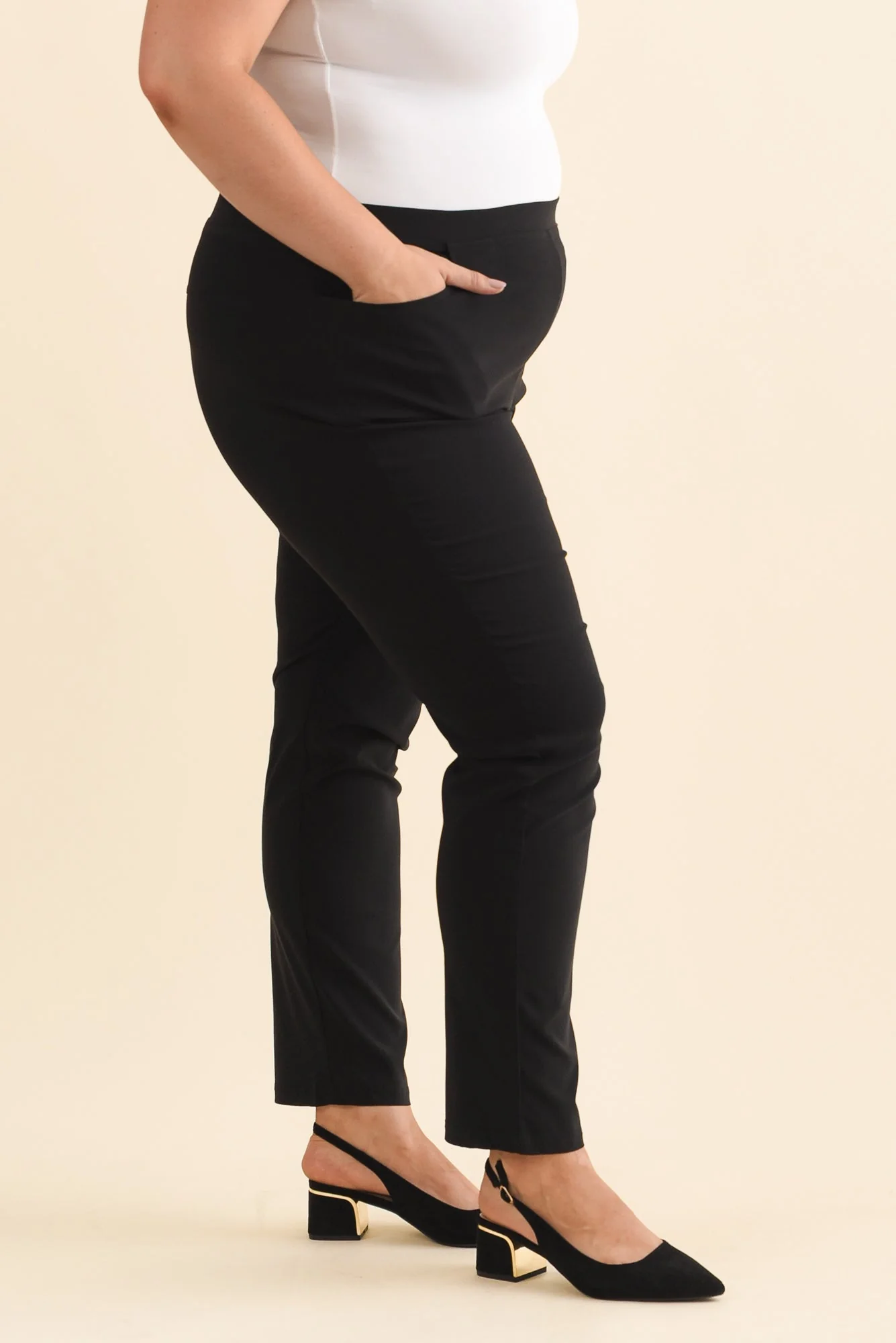 Zara Black Stretch Full Length Pants - Image 9