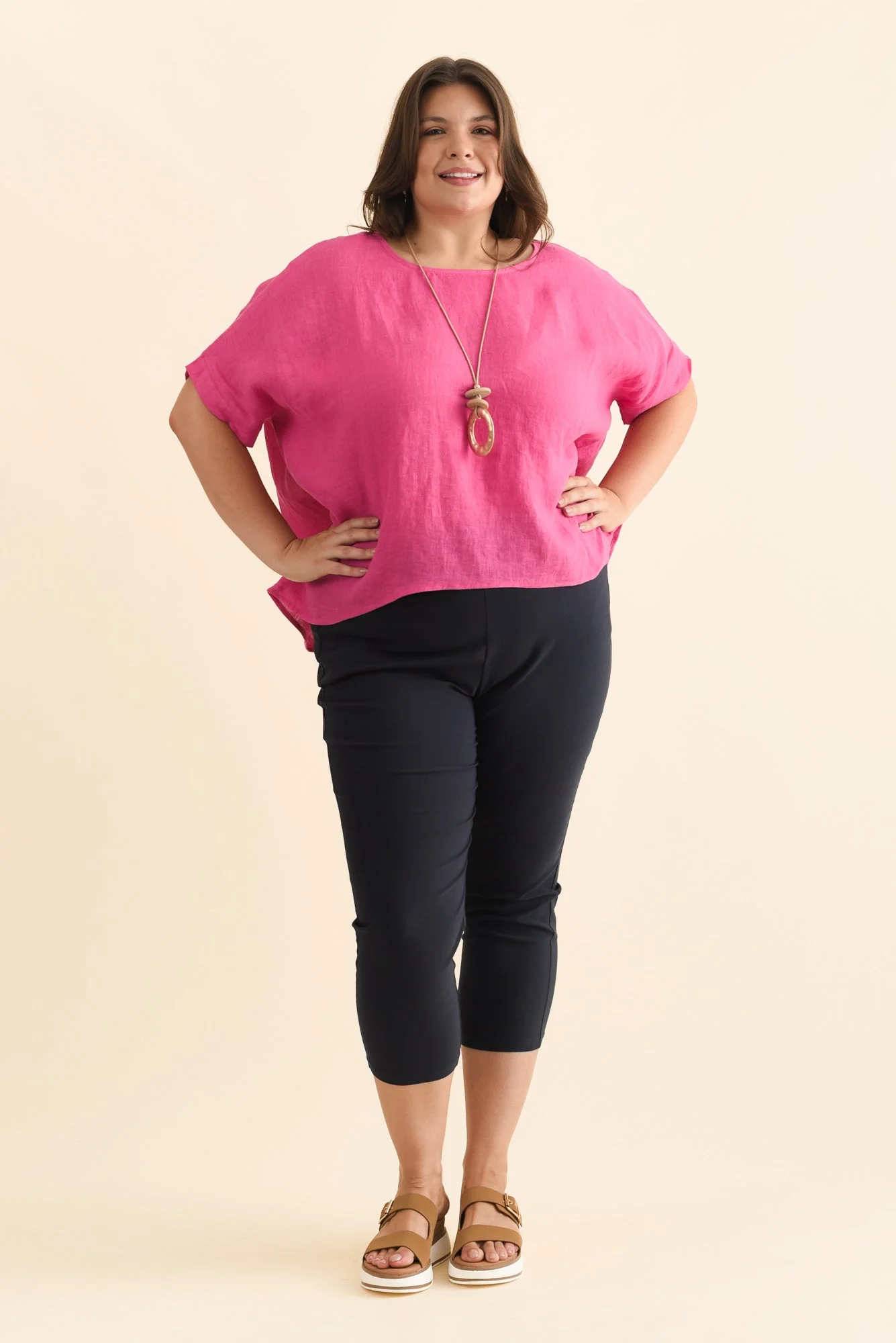 Zara Navy Stretch Cropped Pants - Image 8