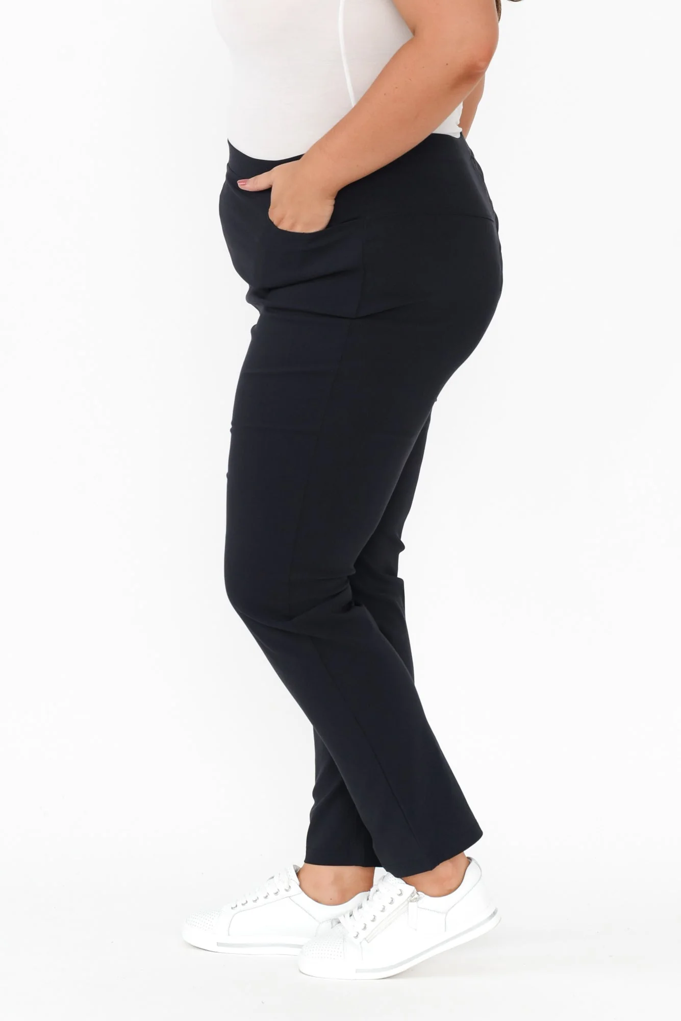 Zara Navy Stretch Full Length Pants - Image 10
