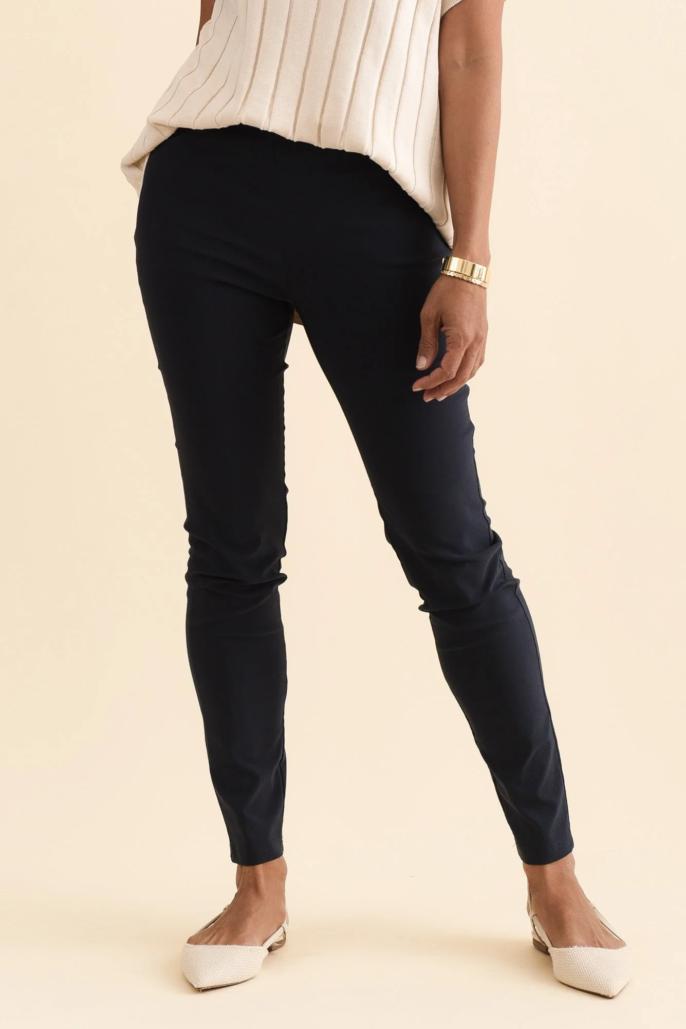 Zara Navy Stretch Full Length Pants - Image 2