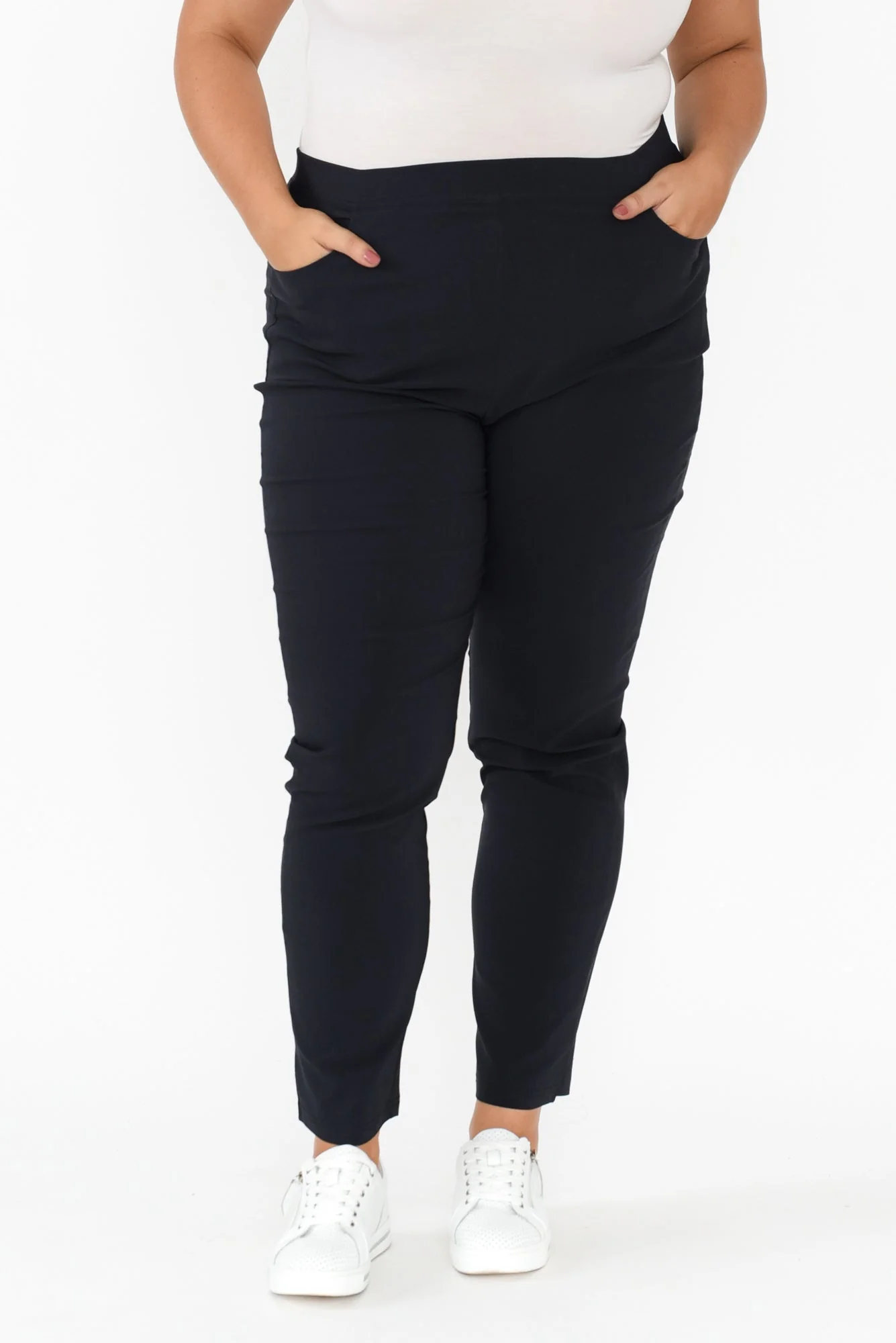 Zara Navy Stretch Full Length Pants - Image 8