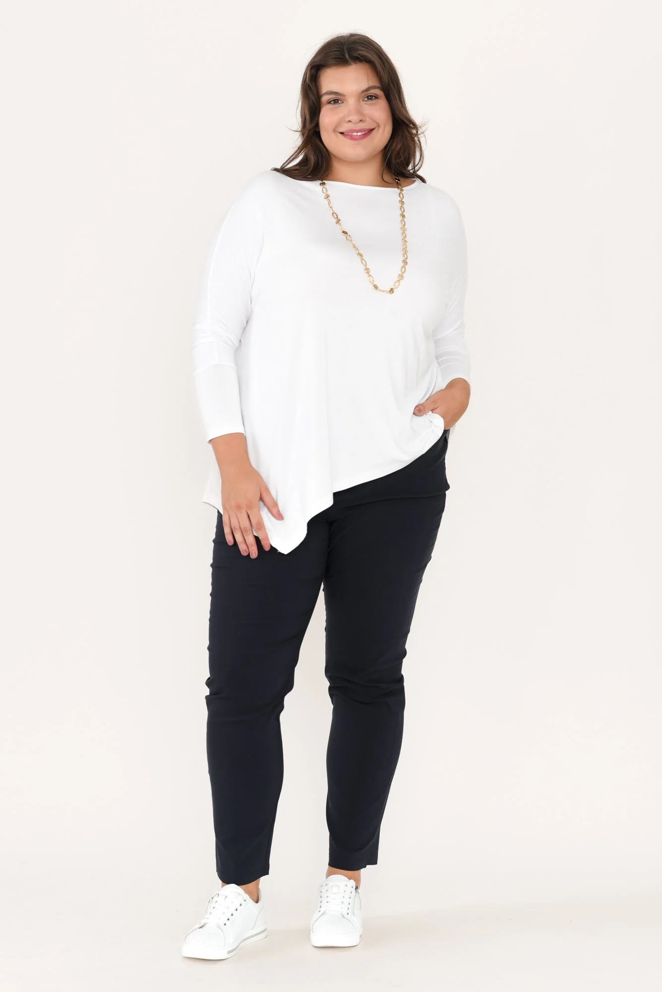 Zara Navy Stretch Full Length Pants - Image 9