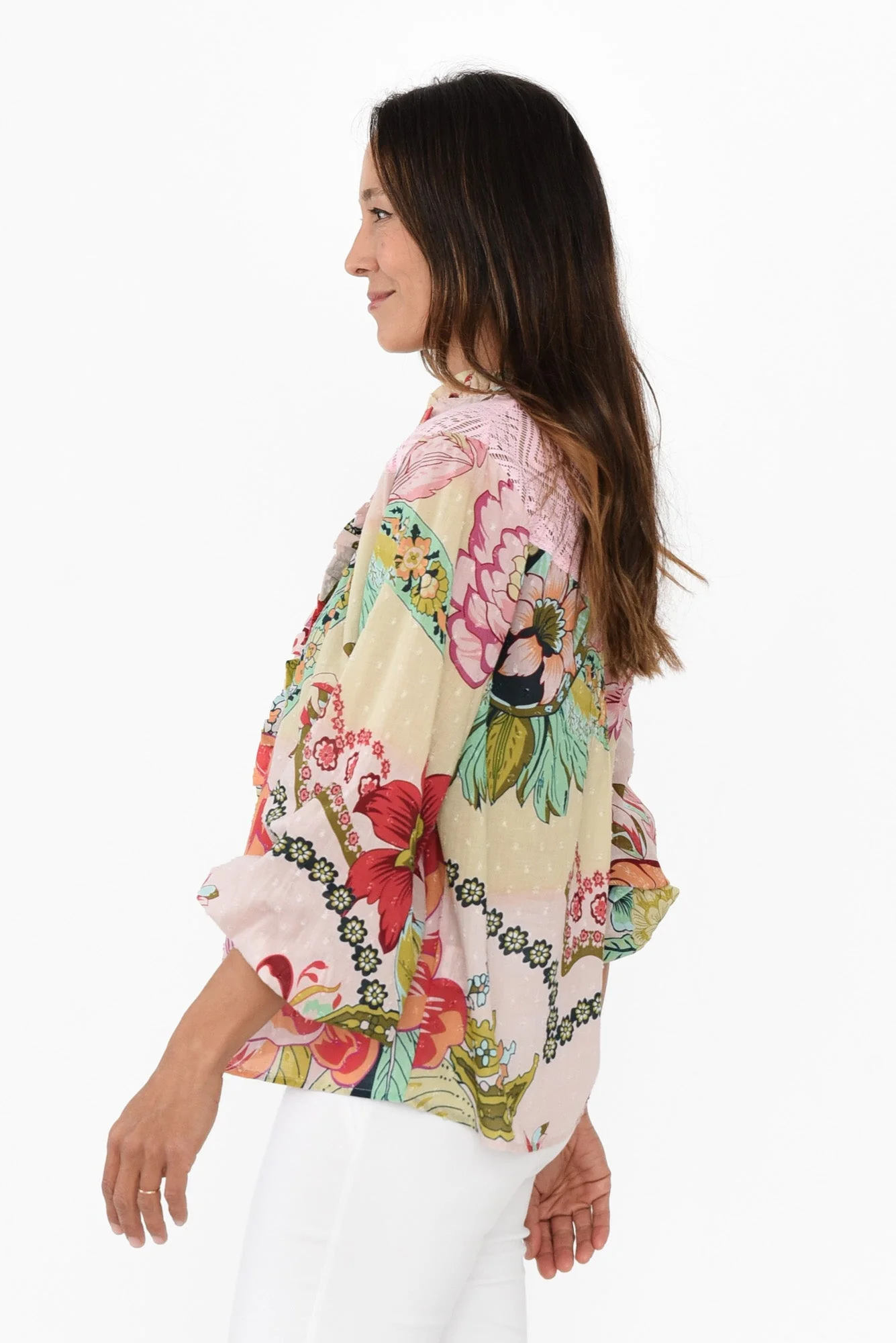 Zelena Pink Floral Cotton Blouse - Image 3
