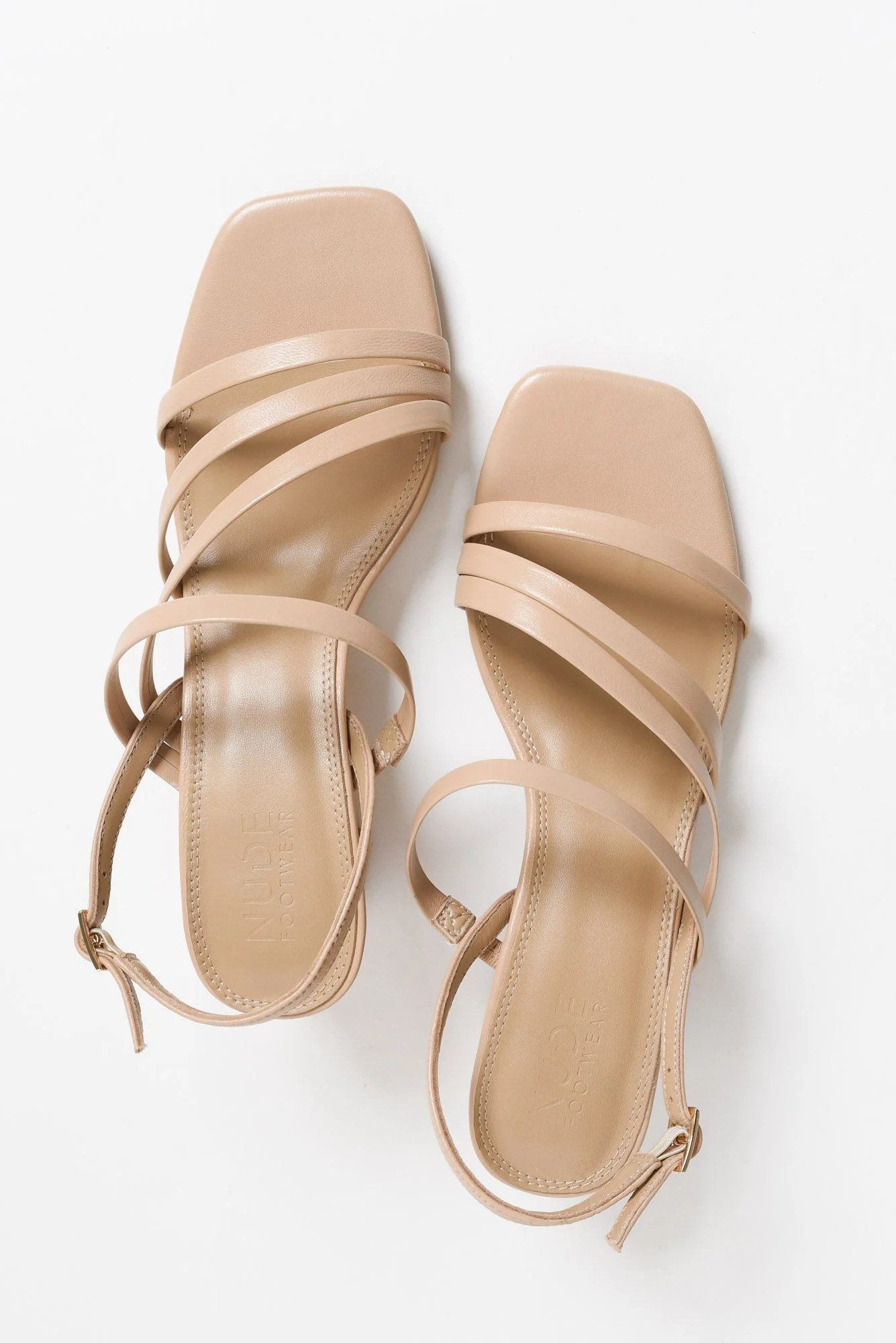 Zella Nude Leather Strappy Heel - Image 4