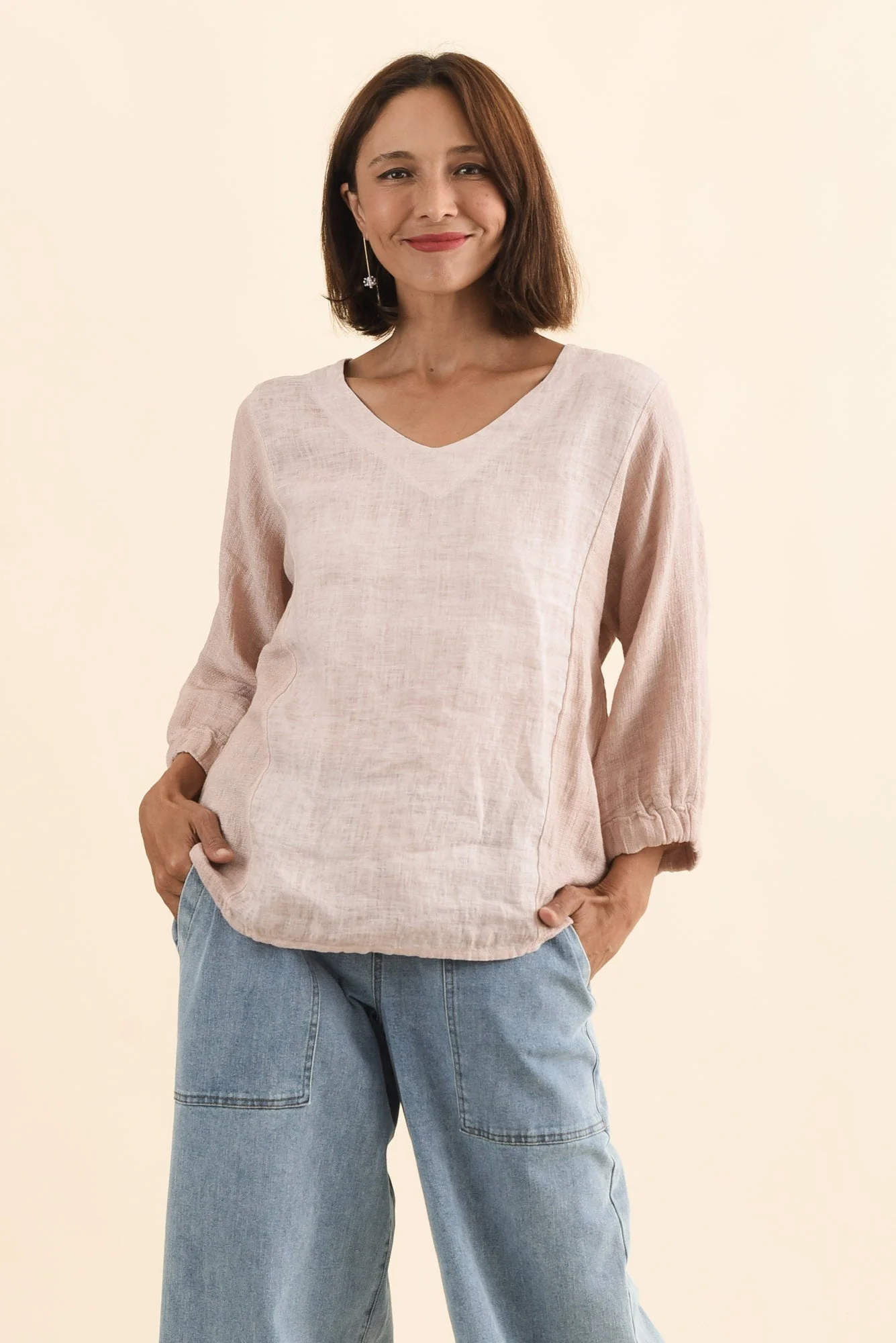 Ziola Pink Linen Cotton Top