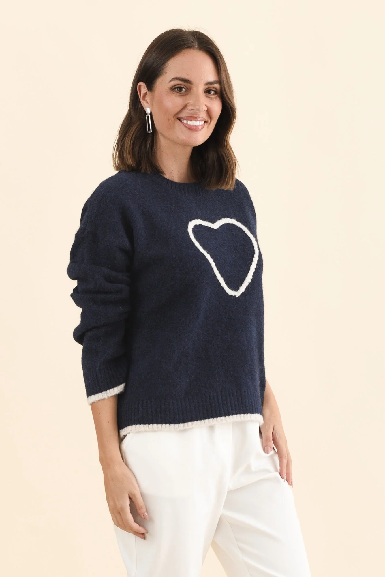 Zoe Navy Heart Knit Jumper - Image 3