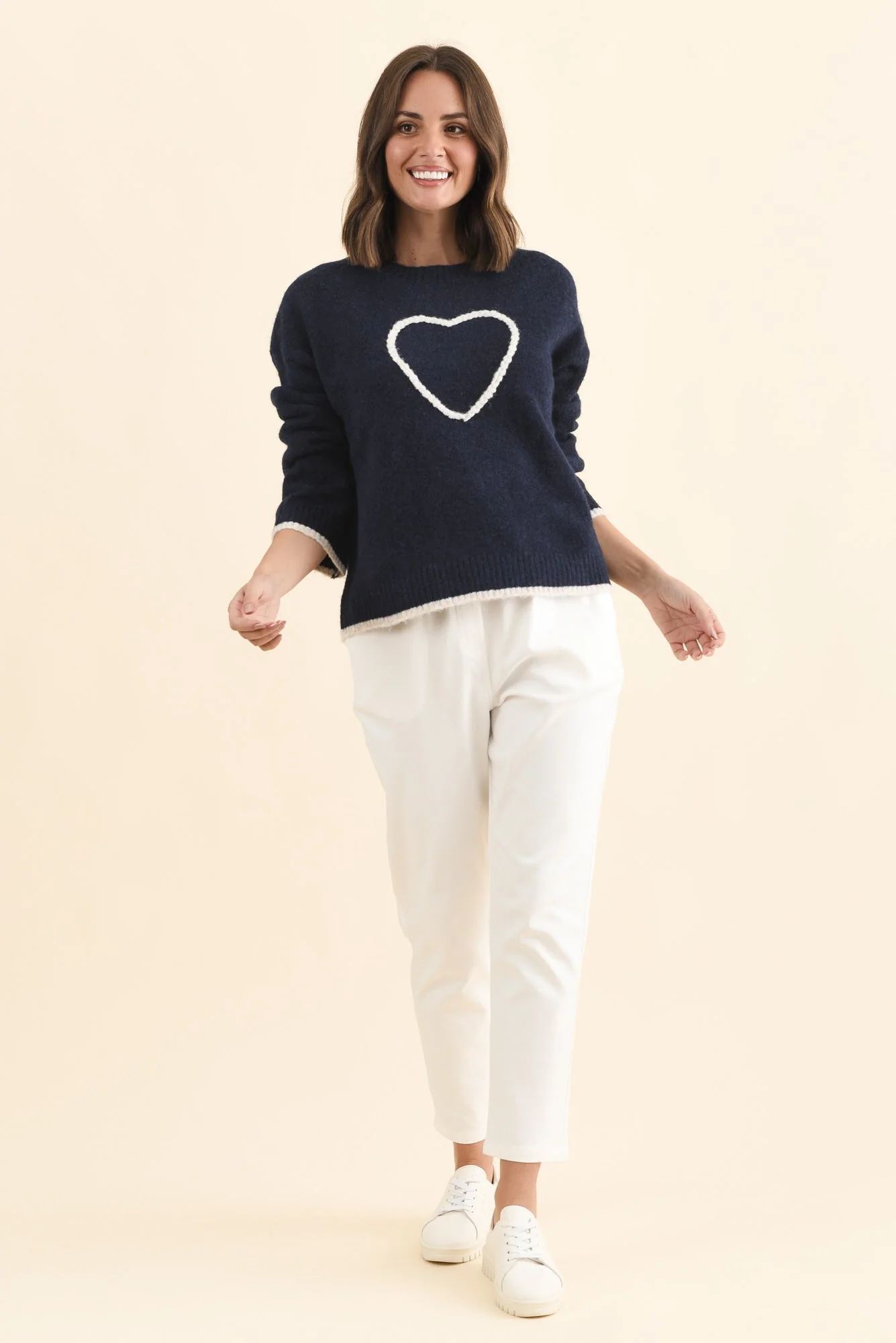 Zoe Navy Heart Knit Jumper - Image 6