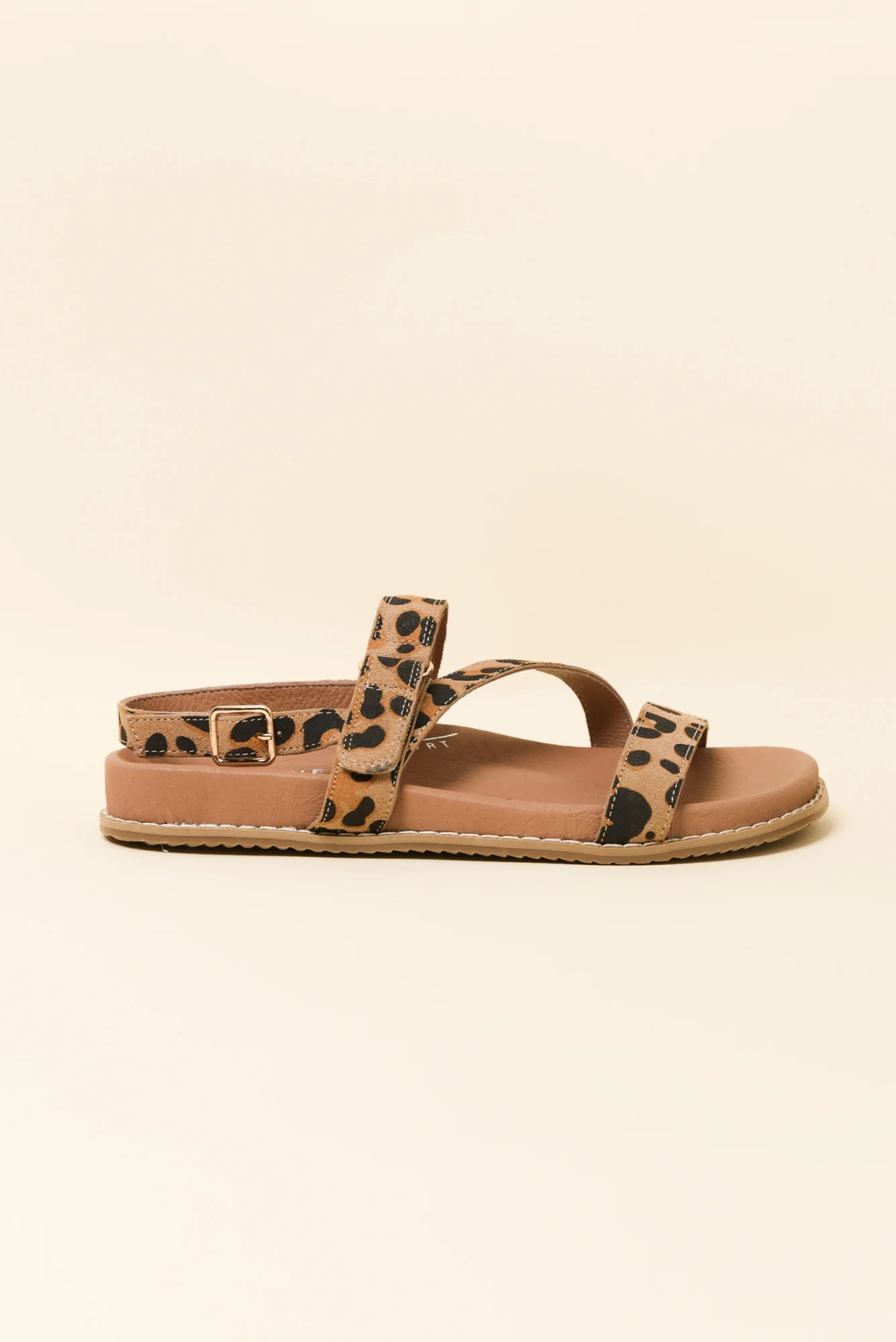 Zorba Brown Leopard Leather Sandal